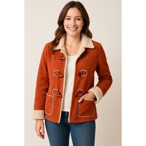 Mifresia Faux Suede Sherpa Lined Toggle Jacket Rust Orange Size M
Sale!!!!
